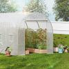 imageVEVOR Walkin Tunnel Greenhouse 146x64x63 ft Hoop House Greenhouse Tunnel Plant Hot House with Galvanized Steel Frame Green PE Cover Rollup Zipper Door and 8 Windows for Outdoorwhite