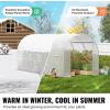 imageVEVOR Walkin Tunnel Greenhouse 146x64x63 ft Hoop House Greenhouse Tunnel Plant Hot House with Galvanized Steel Frame Green PE Cover Rollup Zipper Door and 8 Windows for Outdoorwhite