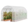 imageVEVOR Walkin Tunnel Greenhouse 146x64x63 ft Hoop House Greenhouse Tunnel Plant Hot House with Galvanized Steel Frame Green PE Cover Rollup Zipper Door and 8 Windows for Outdoorwhite
