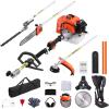 63cc 5-in-1 Gas Hedge Trimmer  Weed Eater  String Trimmer  3T&40T Brush Cutter  Pole Saw Chainsaw Pruner