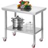 imageVEVOR Stainless Steel Table 24 x 354 Inches Food Prep Worktable with Wheels Kitchen Prep Table with Adjustable Undershelf Workstations for Commercial Kitchen Restaurant Hotel and Garage Outdoor24354