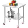 imageVEVOR Stainless Steel Table 24 x 354 Inches Food Prep Worktable with Wheels Kitchen Prep Table with Adjustable Undershelf Workstations for Commercial Kitchen Restaurant Hotel and Garage Outdoor2430