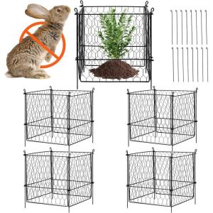 imageVEVOR 4 Pack Plant Protectors from Animals 134 x 134 Chicken Wire Plant Protector Plant Cages for Outdoor Plants Flowers ampamp Vegetables Keeps Bunny Chicken Squirrels Out 16pcs Metal Mesh