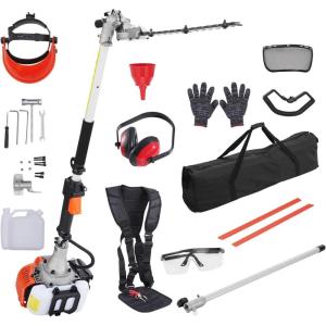 imageVEVOR 52cc GasPowered 6in1 MultiFunctional Trimmer  Hedge Trimmer Brush Cutter Weed Eater Edger Pole Saw ampamp Chainsaw Pruner EPA CE ampamp EMC Certified26CC 2 Cycle Gas Powered Pole Hedge Trimmer