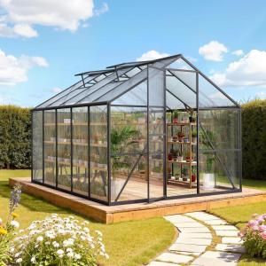 imageVEVOR 6 x 4 FT Polycarbonate Greenhouse Heavy Duty Outdoor Green House with Adjustable Vent ampamp PushPull Lockable Door Quick Setup Aluminum Frame Walkin Greenhouse Sunroom for Outside Garden Lawn810 Ft