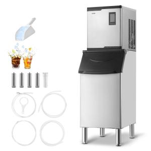 imageVEVOR Commercial Ice Maker Machine 300LBS24H IceMaking Machine with 300LBS Stainless Steel Storage Bin Auto SelfCleaning Ice Maker with Touchscreen for Bar Cafe Restaurant Business Commercial