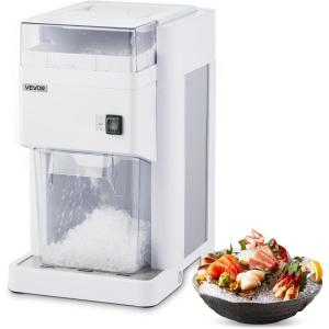 imageVEVOR Commercial Ice Shaver Machine 191QT 18L Large Electric Ice Cube Crusher Shaved Maker with 300W Premium Motor Stainless Steel Blades for Bar Mixing Seafood Preservation Home Party White