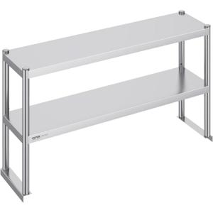 imageVEVOR Double Tier Stainless Steel Overshelf 12 x 72 Inch Double Deck Height Adjustable Prep Work Table for Kitchen Restaurant and Workshop12 x 48 x 24 inch