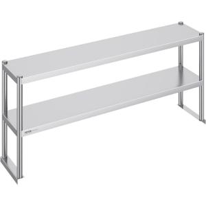 imageVEVOR Double Tier Stainless Steel Overshelf 12 x 72 Inch Double Deck Height Adjustable Prep Work Table for Kitchen Restaurant and Workshop12 x 60 x 24 inch