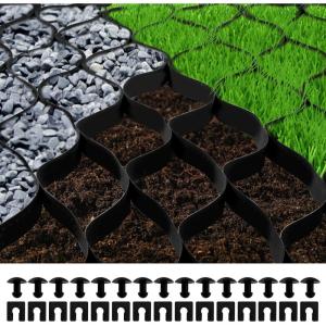 imageVEVOR Ground Grid 1885 lbs per Sq Ft Load Geo Grid 3quot Depth Permeable Stabilization System for DIY Patio Walkway Shed Base Light Vehicle Driveway Parking Lot Grass and Gravel27ft x 4ft