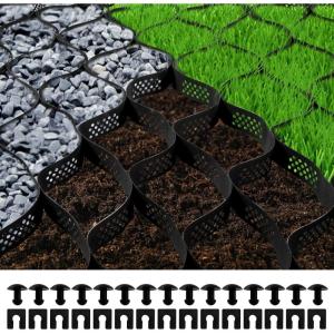 imageVEVOR Ground Grid 1885 lbs per Sq Ft Load Geo Grid 3quot Depth Permeable Stabilization System for DIY Patio Walkway Shed Base Light Vehicle Driveway Parking Lot Grass and Gravel25ft x 95ft