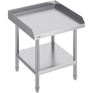 imageVEVOR Stainless Steel Work Table 24 x 24 x 26 Inch Commercial Food Prep Worktable 3Sided Backsplash Heavy Duty Prep Worktable Metal Work Table with Adjustable Height for Restaurant Home Hotel