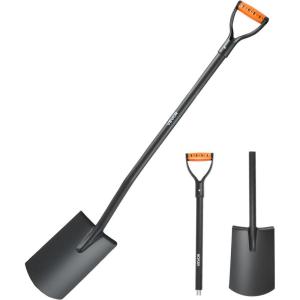 imageVEVOR Trench Shovel 4 in Blade HeavyDuty Trenching Shovel Narrow Spade Trench Digger with Fiberglass Handle and NonSlip Grip for Gardening Digging Holes Trenching and Planting 56 in LongSquare Shovel