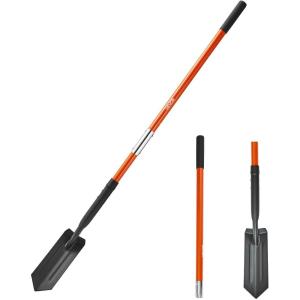 imageVEVOR Trench Shovel 4 in Blade HeavyDuty Trenching Shovel Narrow Spade Trench Digger with Fiberglass Handle and NonSlip Grip for Gardening Digging Holes Trenching and Planting 56 in LongTrench Shovel