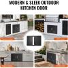 imageVEVOR BBQ Access Door 30W x 21H Inch Double Outdoor Kitchen Door Cold Plate Flush Mount Door Wall Vertical Door with Handles and Ventss for BBQ Island Grilling Station Outside CabinetPowdercoated Matte Black