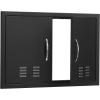 imageVEVOR BBQ Access Door 30W x 21H Inch Double Outdoor Kitchen Door Cold Plate Flush Mount Door Wall Vertical Door with Handles and Ventss for BBQ Island Grilling Station Outside CabinetPowdercoated Matte Black