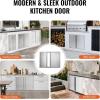 imageVEVOR BBQ Double Outdoor Kitchen Door 26W x 24H Inch Stainless Steel Flush Mount Vertical Wall Door with Recessed Handles for Grilling StationModern  Minimalistic