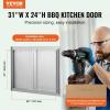 imageVEVOR BBQ Double Outdoor Kitchen Door 26W x 24H Inch Stainless Steel Flush Mount Vertical Wall Door with Recessed Handles for Grilling StationModern  Minimalistic