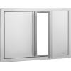imageVEVOR BBQ Double Outdoor Kitchen Door 26W x 24H Inch Stainless Steel Flush Mount Vertical Wall Door with Recessed Handles for Grilling StationModern