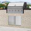 imageVEVOR BBQ Double Outdoor Kitchen Door 26W x 24H Inch Stainless Steel Flush Mount Vertical Wall Door with Recessed Handles for Grilling StationNEW