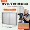 imageVEVOR BBQ Double Outdoor Kitchen Door 26W x 24H Inch Stainless Steel Flush Mount Vertical Wall Door with Recessed Handles for Grilling StationNEW