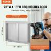 imageVEVOR BBQ Double Outdoor Kitchen Door 26W x 24H Inch Stainless Steel Flush Mount Vertical Wall Door with Recessed Handles for Grilling StationNEW
