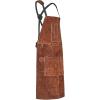 imageVEVOR Leather Welding Work Apron Heavy Duty Cowhide Flame Resistant Welding Apron HeatResistant Blacksmith Welder Aprons with 6 Tool Pockets for Woodworking Gardening BBQ