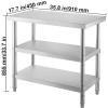 imageVEVOR Outdoor Food Prep Table 36x18x34 inch Commercial Stainless Steel Table 2 Adjustable Undershelf BBQ Prep Table Heavy Duty Kitchen Work Table for Garage Home Warehouse and Kitchen Silver36 x 18 x 34 Inch