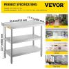 imageVEVOR Outdoor Food Prep Table 36x18x34 inch Commercial Stainless Steel Table 2 Adjustable Undershelf BBQ Prep Table Heavy Duty Kitchen Work Table for Garage Home Warehouse and Kitchen Silver36 x 18 x 34 Inch
