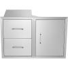 imageVEVOR Outdoor Kitchen Door Drawer Combo 325quot Wx217 Hx205 D Access Door Double Drawers with Paper Towel Rack BBQ Island Drawers with Stainless Steel Handles 307quot Wx20 Hx21 D Cutout Size