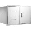 imageVEVOR Outdoor Kitchen Door Drawer Combo 325quot Wx217 Hx205 D Access Door Double Drawers with Paper Towel Rack BBQ Island Drawers with Stainless Steel Handles 307quot Wx20 Hx21 D Cutout Size