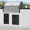 imageVEVOR Outdoor Kitchen Doors 30W x 21H Inch 304 Stainless Steel Double Doors with Vents BBQ Access Door with 2 Detachable Handles for BBQ IslandLeft  Right Hinged