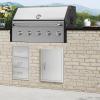 imageVEVOR Outdoor Kitchen Doors 30W x 21H Inch 304 Stainless Steel Double Doors with Vents BBQ Access Door with 2 Detachable Handles for BBQ IslandLeft  Right Hinged