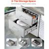 imageVEVOR Outdoor Kitchen Drawers 185quotW x 225quotH x 225quotD Triple Access Drawers Stainless Steel Flush Mount Cabinets BBQ Island Drawers Storage with Handle for Outdoor Kitchens or Patio Grill Station