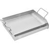 imageVEVOR Stainless Steel Griddle 17x13 inch Universal Flat Top Rectangular Plate Gas Grill Griddle for BBQ Grill Teppanyaki Portable Family Cookware with Handle for Camping Tailgating Party17 x 13 x 4