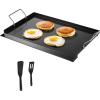 imageVEVOR Carbon Steel Griddle Flat Top Plate Griddle for BBQ CharcoalGas Gril with 2 Handles Rectangular Flat Top Grill with Extra Drain Hole for Tailgating and Party24 x 16 x 2