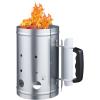 imageVEVOR Charcoal Chimney Starter 4 lbs Large Capacity Coal Fireplace Heavy Duty BBQ Steel Chimney Starter for Charcoal Grill and Barbecues Compact OnTheGo Carbon Lighter and BBQ Grill Tool Silver