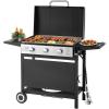 imageVEVOR Gas Griddle 3Burner Flat Top Grill Propane Griddle with Wheels Lid 3 x 11000 BTU Outdoor Flat Top Grills for PanFrying Grilling StirFrying ampamp BBQ Pulse Ignition Removable Top Design