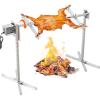 imageVEVOR Rotisserie Grill with Windscreen BBQ Whole Pig Lamb Goat Charcoal Spit Grill 35 Inch 90 Lbs Capacity Electric 42W Motor Stainless Steel Roaster with Lockable Wheels for Camping Outdoor46Inch