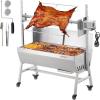 imageVEVOR Rotisserie Grill with Windscreen BBQ Whole Pig Lamb Goat Charcoal Spit Grill 35 Inch 90 Lbs Capacity Electric 42W Motor Stainless Steel Roaster with Lockable Wheels for Camping Outdoor35INWith Baffle
