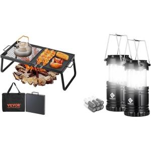 imageVEVOR 224quot Folding Campfire Grill ampamp Etekcity 2 Pack LED Lanterns for Camping Outdoor Cooking Equipment Bundle