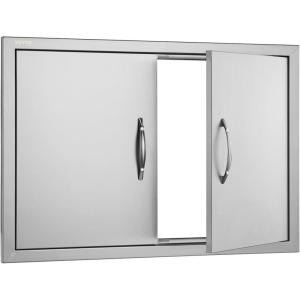 imageVEVOR BBQ Access Door 24W x 24H Inch Grill Door Double Door Brushed Stainless Steel Outdoor Kitchen Doors for BBQ Island Grilling Station305inch x 21inch