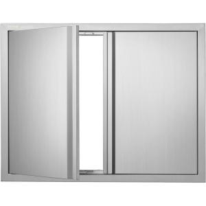 imageVEVOR BBQ Double Outdoor Kitchen Door 26W x 24H Inch Stainless Steel Flush Mount Vertical Wall Door with Recessed Handles for Grilling StationModern  Minimalistic