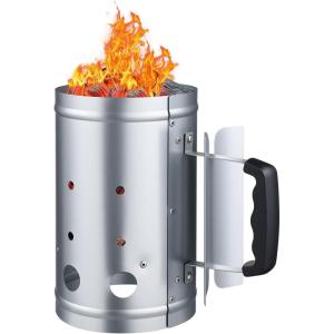 imageVEVOR Charcoal Chimney Starter 4 lbs Large Capacity Coal Fireplace Heavy Duty BBQ Steel Chimney Starter for Charcoal Grill and Barbecues Compact OnTheGo Carbon Lighter and BBQ Grill Tool Silver