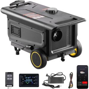 imageVEVOR Diesel Heater 8KW DC 12V24V All in One Portable Diesel Air Heater with Bluetooth APP Control Remote Control and LCD Screen Trolley Design 13 Gal Fuel Tank for Trucks Vans RVs CampersGray