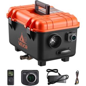 imageVEVOR Diesel Heater 8KW DC 12V24V All in One Portable Diesel Air Heater with Bluetooth APP Control Remote Control and LCD Screen Trolley Design 13 Gal Fuel Tank for Trucks Vans RVs CampersBlackOrangeW