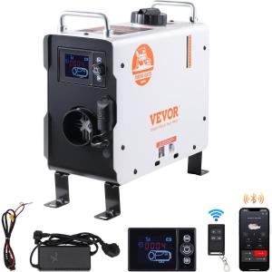 imageVEVOR Diesel Heater 8KW DC 12V24V All in One Portable Diesel Air Heater with Bluetooth APP Control Remote Control and LCD Screen Trolley Design 13 Gal Fuel Tank for Trucks Vans RVs CampersWhiteOrange
