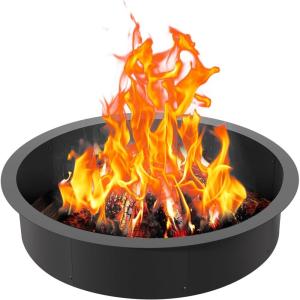 imageVEVOR Fire Pit Ring Fire Pit Insert with Barbecue Fire Ring 35in Outer31In Inner Diameter 85in Height Carbon Steel Liner DIY Campfire Ring AboveInGround for Outdoor Camping BonfiresRound 36 Inch