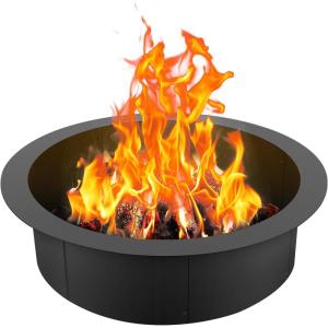 imageVEVOR Fire Pit Ring Fire Pit Insert with Barbecue Fire Ring 35in Outer31In Inner Diameter 85in Height Carbon Steel Liner DIY Campfire Ring AboveInGround for Outdoor Camping BonfiresRound 30 Inch