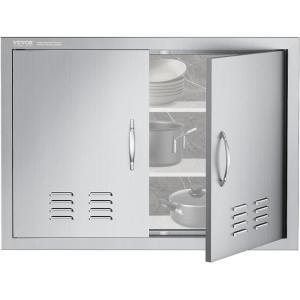 imageVEVOR Outdoor Kitchen Doors 30W x 21H Inch 304 Stainless Steel Double Doors with Vents BBQ Access Door with 2 Detachable Handles for BBQ IslandMinimalist